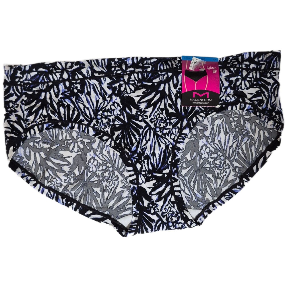 Maidenform Hipster Panty Size XL/8 Black White Blue Comfort Devotion Lighten Up
